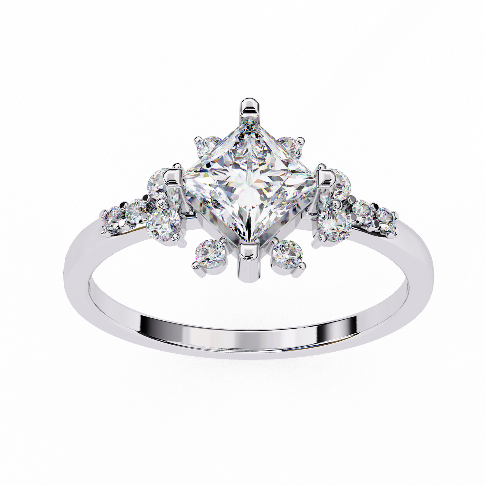 Princess Cut Diamond Cluster Ring